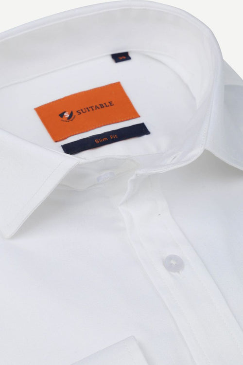 Suitable satin overhemd wit | Slim-fit