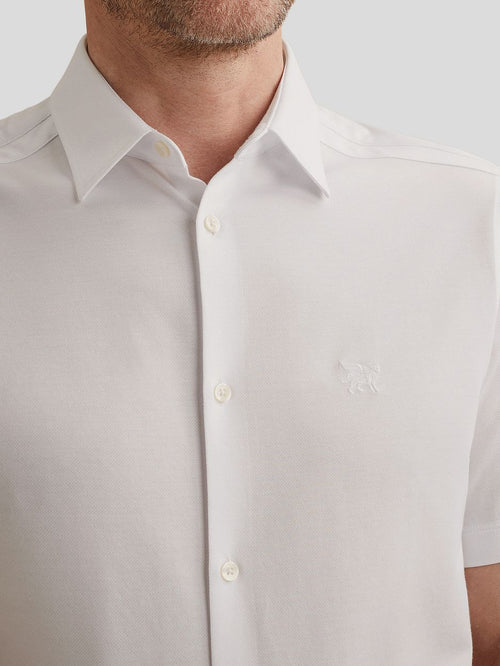 Short sleeve overhemd jersey wit