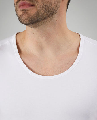 Otaru t-shirt brede ronde hals wit (2-pack)