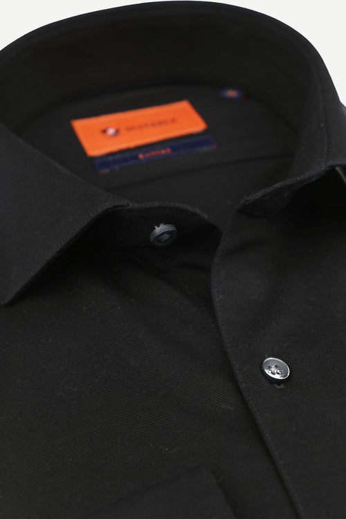 Overhemd knitted pique zwart