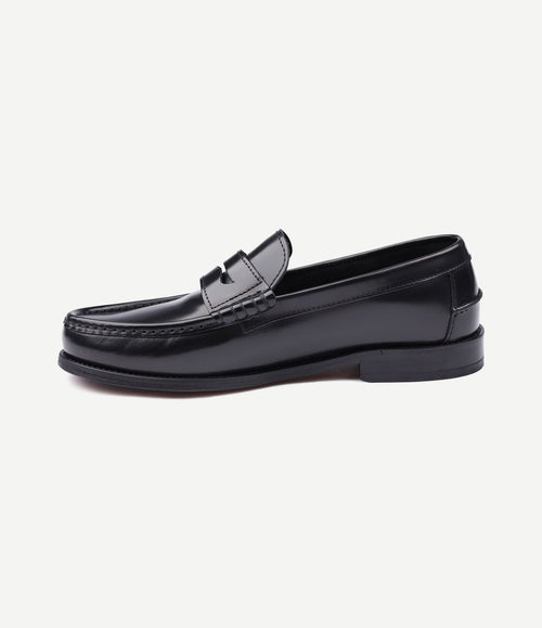 Penny loafers leer zwart