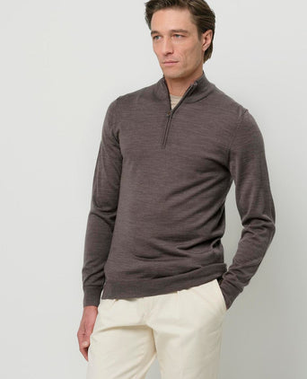 Profuomo halve rits pullover merinowol taupe