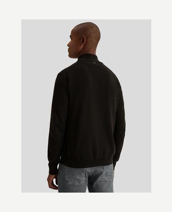 Pullover halve rits mouline zwart