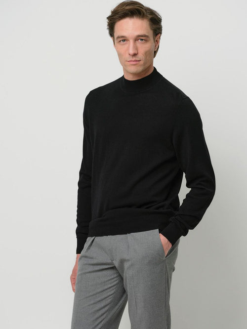 Profuomo turtleneck trui merino zwart