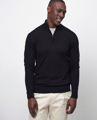 Profuomo halve rits pullover merinowol zwart