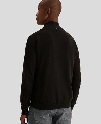 Pullover halve rits mouline zwart