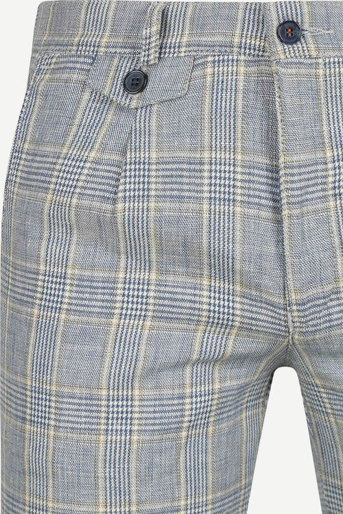 Chino linen blend ruiten blauw