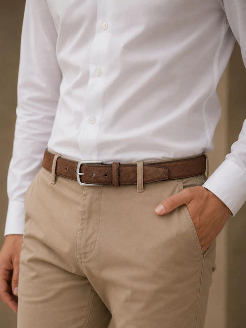 Riem suède leer bruin