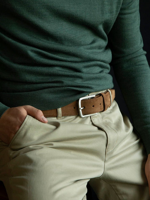 Riem suède leer cognac