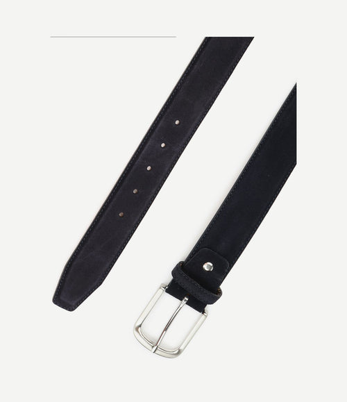Riem suède leer donkerblauw