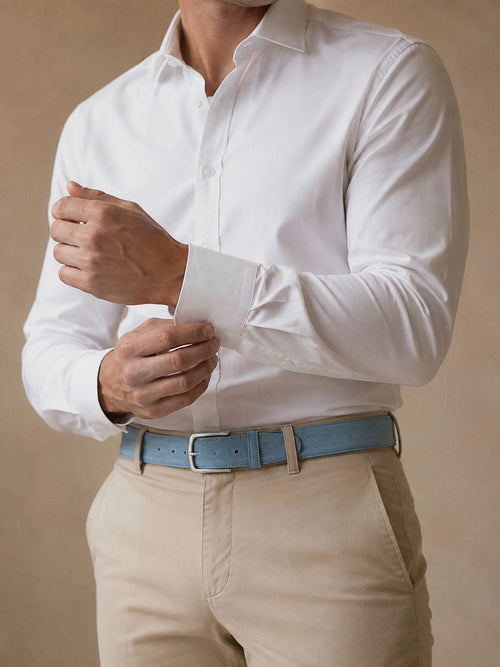 Riem suède leer blauw