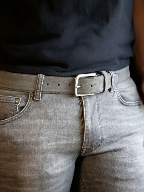 Riem suède leer grijs