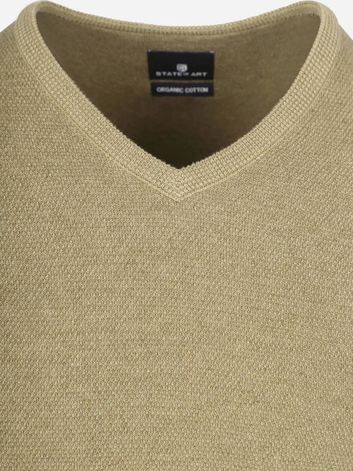 State of Art trui structure v-neck groen | Regular-fit