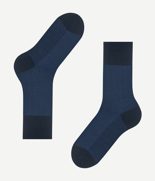 Falke airport herringstripe sok donkerblauw