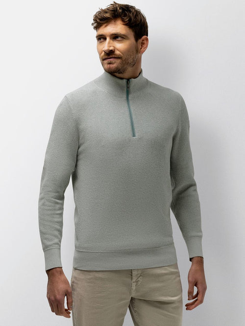 halve rits trui melange lichtgroen