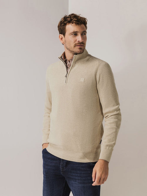 State of Art halve rits trui ecru | Regular-fit