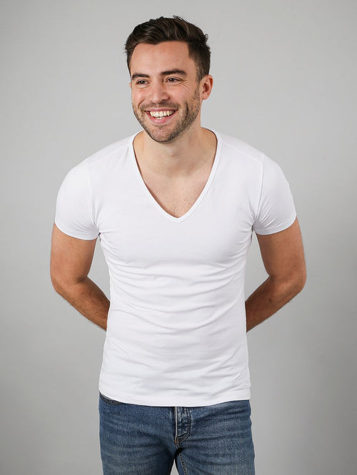 Vitaru t-shirt diepe v-hals wit (6-pack)