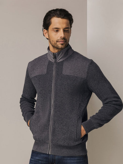 State of Art vest structure contrast antraciet | Regular-fit