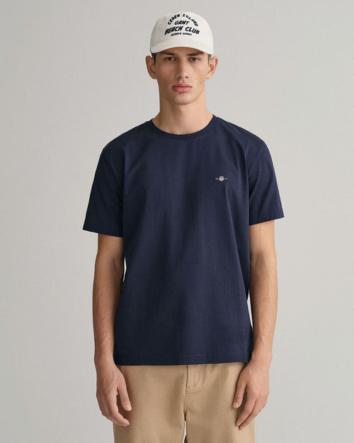T-shirt shield logo donkerblauw