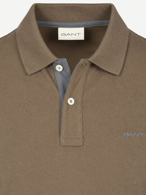 Contrast piqué poloshirt faded taupe