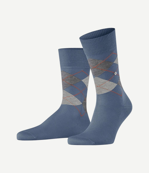 Manchester sok ruit blauw 6274