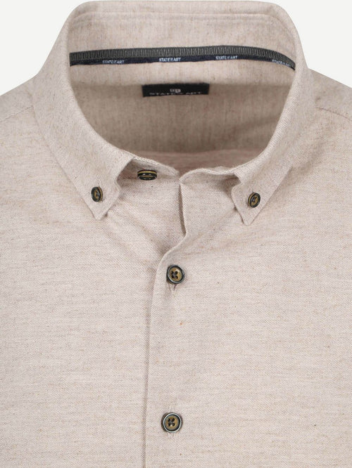 State of Art heavy twill overhemd beige | Regular-fit