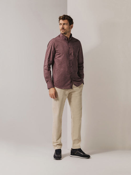 State of Art overhemd print burgundy | Regular-fit