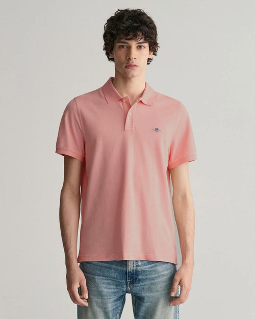 Shield piqué poloshirt roze