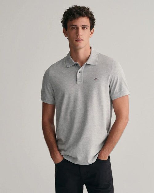 Shield piqué poloshirt grijs