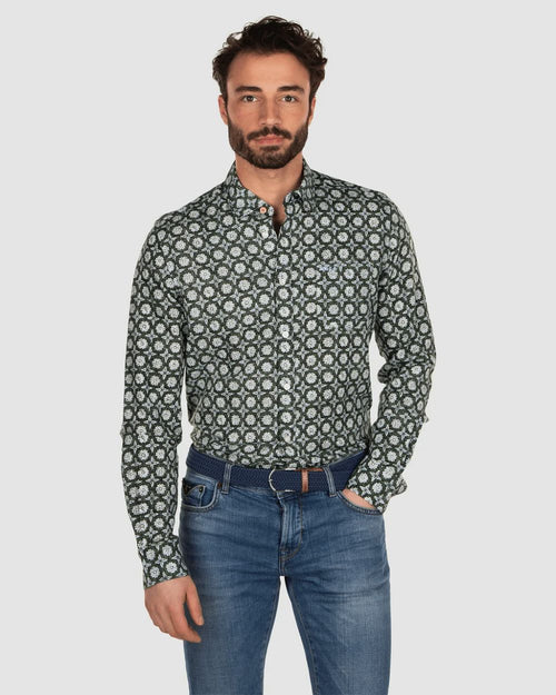 Overhemd huntly groen multicolour blauw