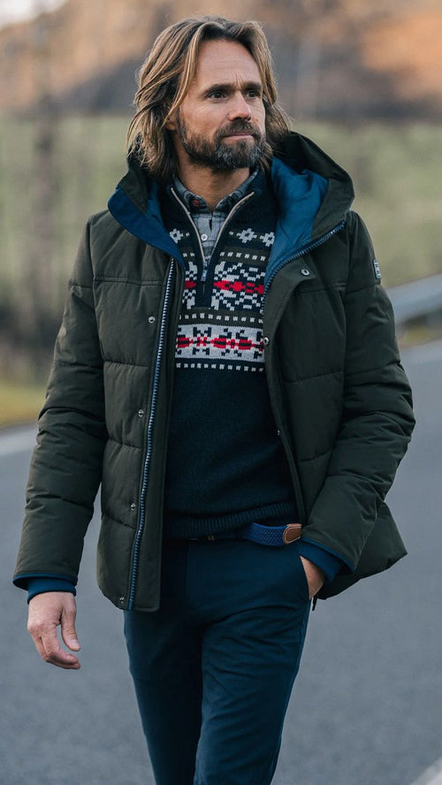 halve rits trui jace donkerblauw