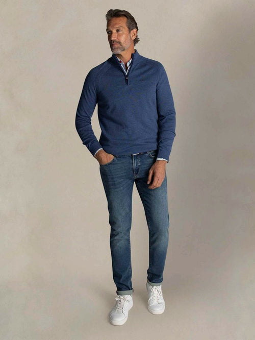 halve rits trui clive blauw