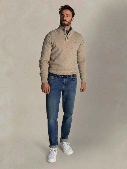 Pullover mocker conor melange warm beige