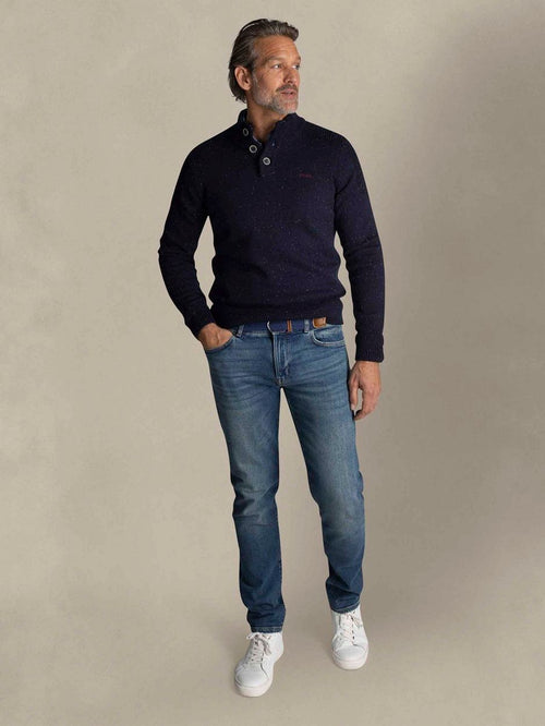 Pullover mocker conor melange icon donkerblauw