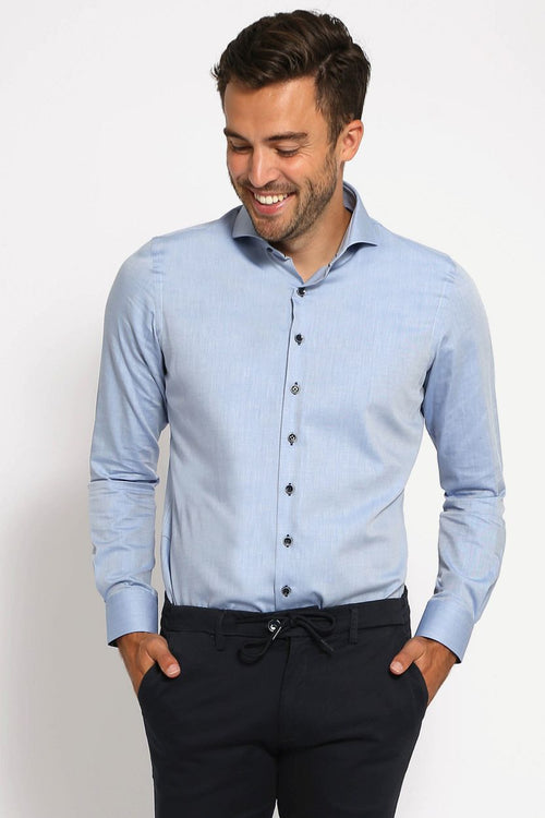 Twill overhemd lichtblauw