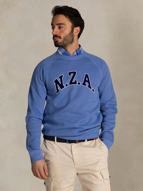 Sweater french rib logo blauw