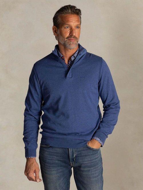 halve rits trui akar melange spring blue
