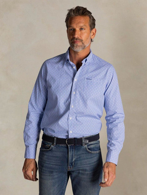 Shirt tuki jacquard print blauw
