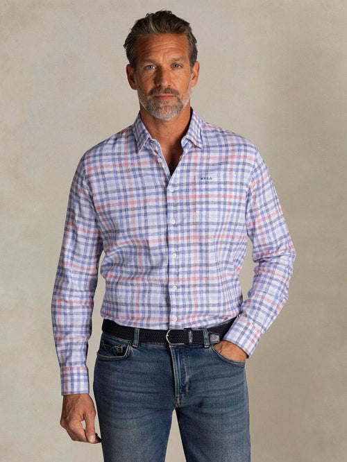 Shirt picton linnen blend ruit multicolour