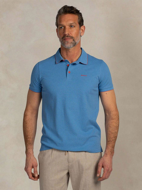 Polo henley piqué sailing blauw