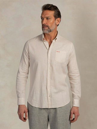 Shirt linnen blend beige