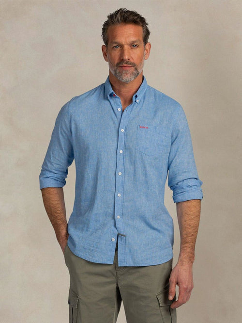 Shirt linnen blend sailing blauw