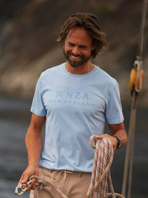 T-shirt faded logo sky blue