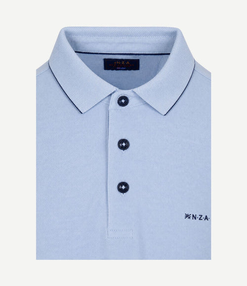 Longsleeve polo hamton piqué blauw