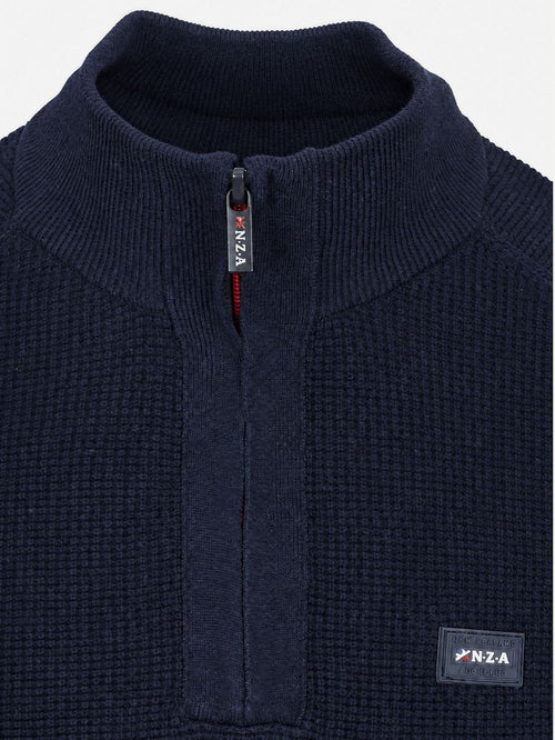 halve rits slub knit Oxford donkerblauw