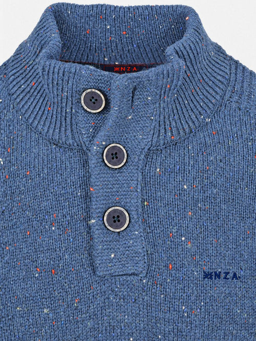 Pullover mocker eltham knit melange capri blue