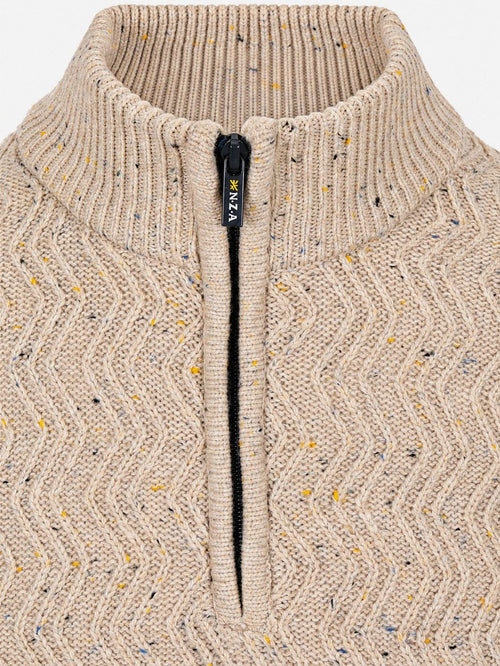 halve rits swirl kymara naps knit melange beige