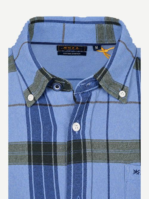 Overhemd bd waihi flannel check ink blue