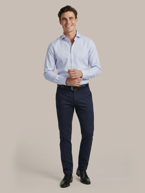 Overhemd jacquard luxe lichtblauw