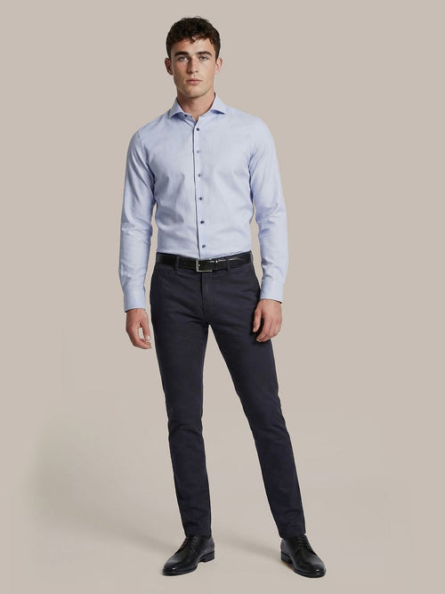 Overhemd jacquard luxe blauw